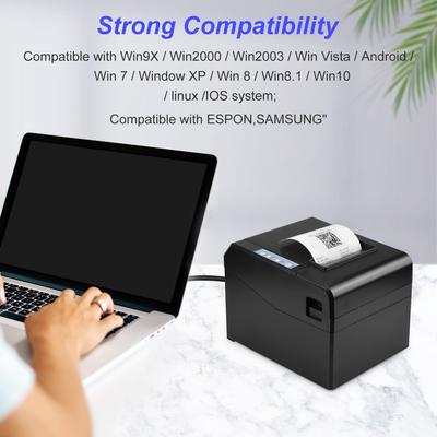 Thermal Receipt Printer 80mm Desktop Direct Thermal Printing USB+LAN Connection 300mm/s High Speed