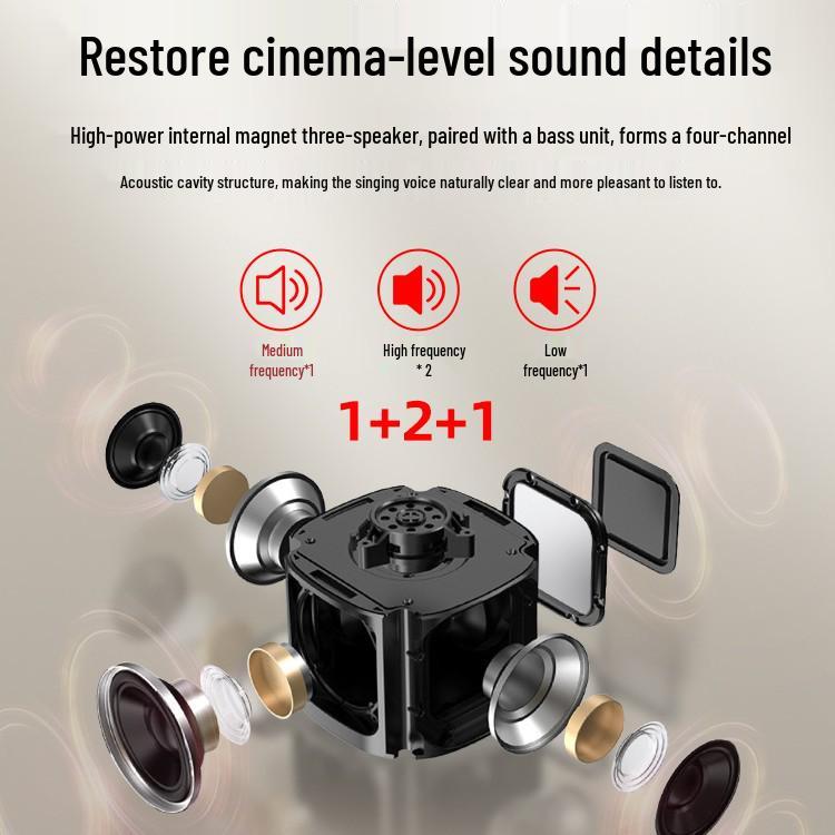 2025 Wireless Bluetooth All-in-One Microphone Speaker with Built-in Sound Card for Home Karaoke, Compatible with Phones & TVs