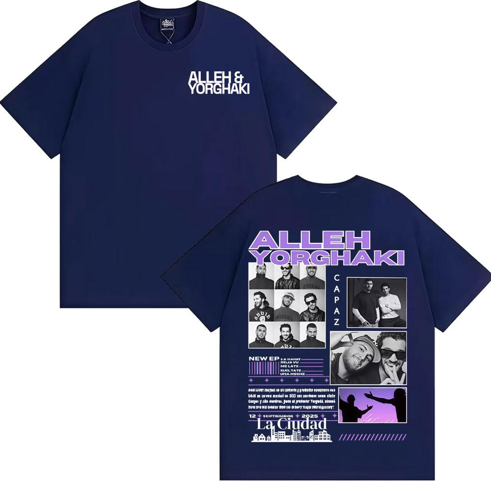 Rapper Alleh  Yorghaki La Ciudad Worid Tour 2025 Tshirt Mens Clothing Harajuku Gothic T Shirts Cotton Casual Oversized Tshirt