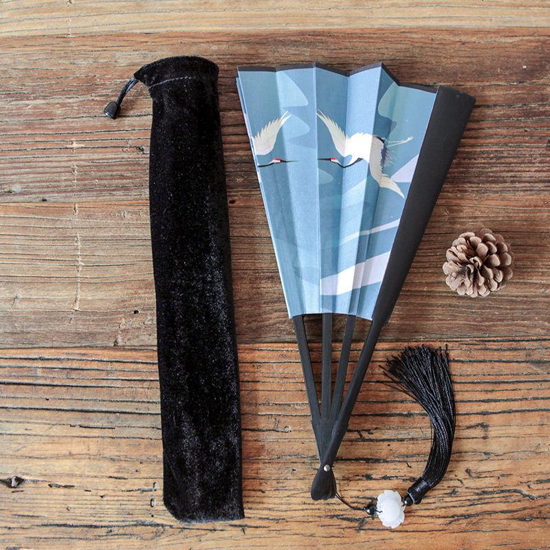 Large Men Silk Fan Hanfu Decoration Classical Portable Bamboo Gift Hand Fan Abanicos Para Boda 33cm Summer Fans Ventilateur