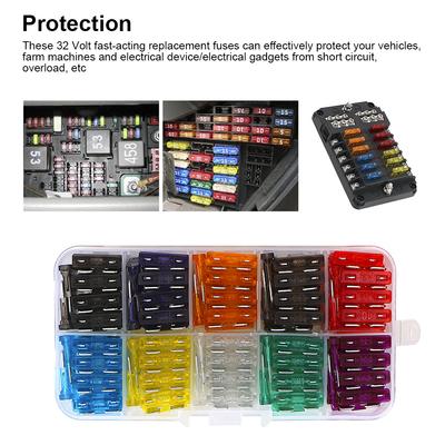 Car Truck Fuses 2A 3A 5A 7.5A 10A 15A 20A 25A 30A 35A 40A Amp 50/100 Pcs Auto Blade Type Fuse Set Clip Assortment with Box