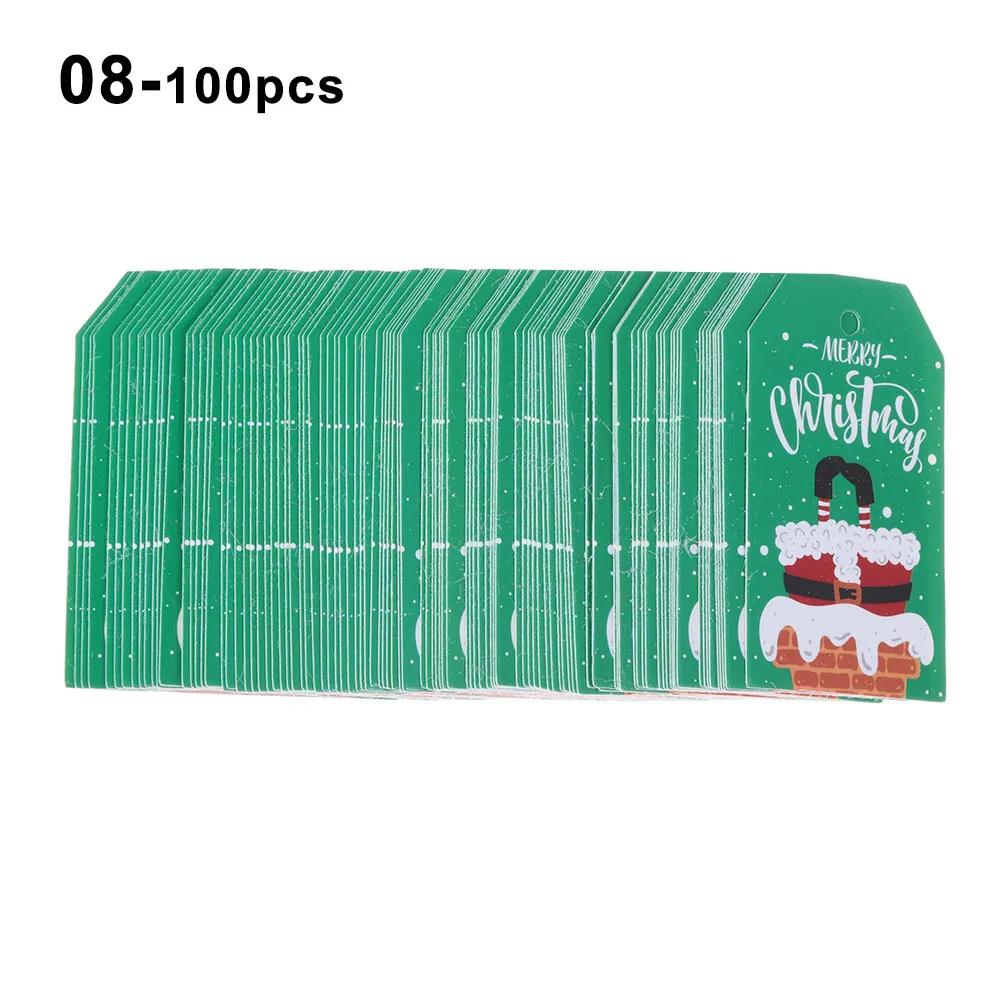 50PCS Merry Christmas DIY Kraft Tags Labels Gift Wrapping Paper Hang Tags Santa Claus Paper Cards Xmas Party Supplies