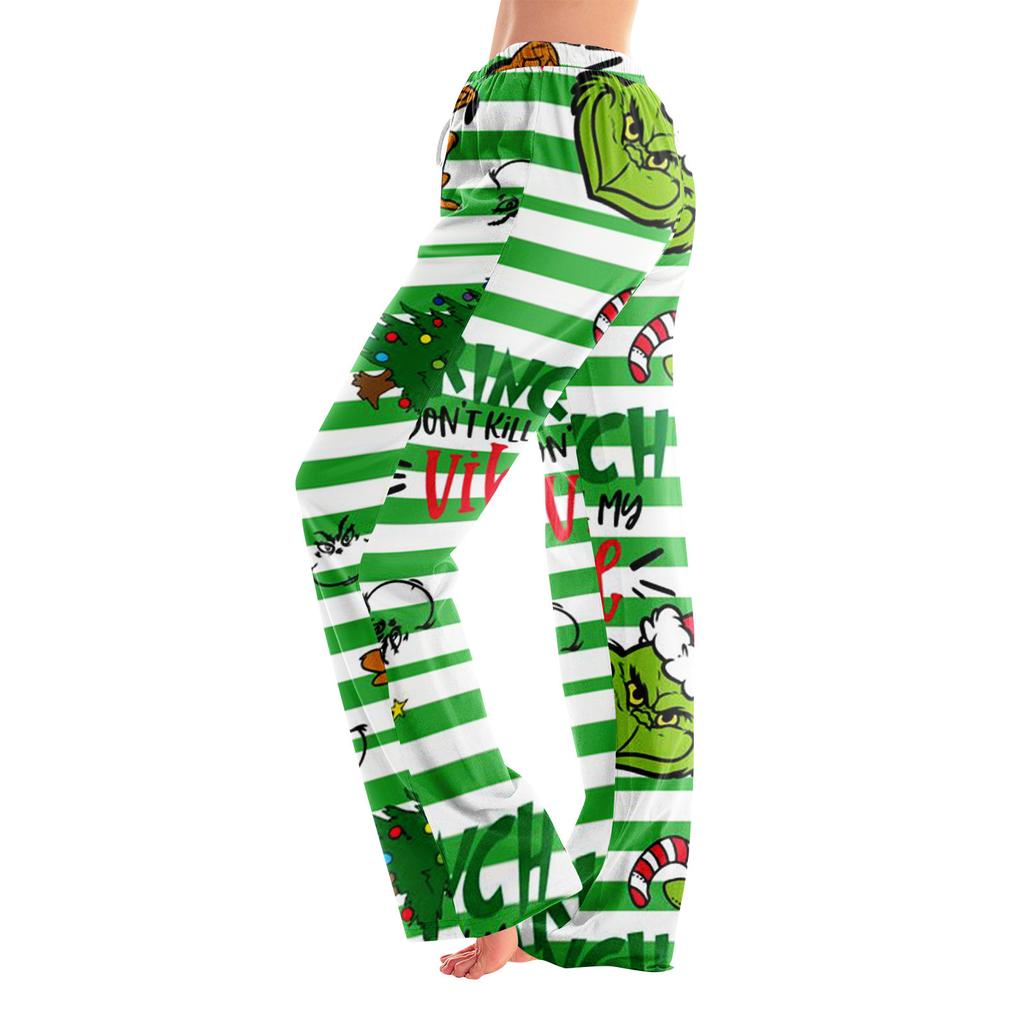 Damen Pyjamahose Nachtwäsche Lässige Hose mit Kordelzug und elastischer Taille Bequeme gerade lockere Yogahose