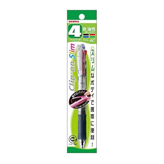 Zebra 4-Color Ballpoint Pen Clip-On Slim 4C P-B4A5-C Clear