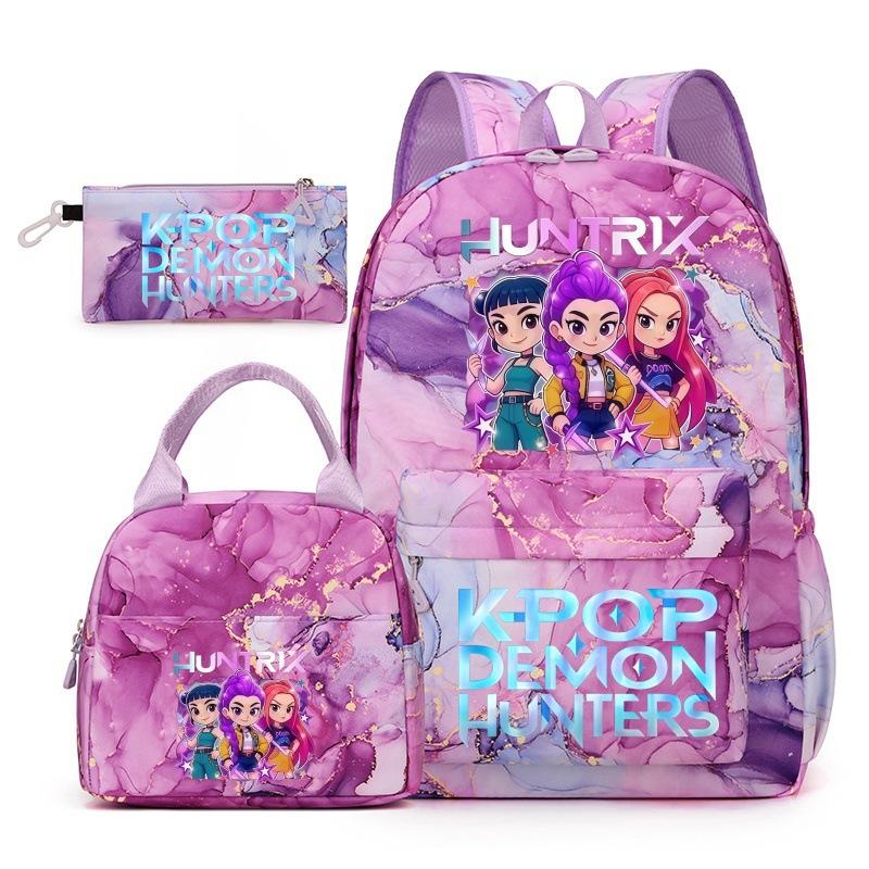 KPop Demon Hunters Student Backpack Crossbody Bag Casual Pencil Case Set of 3 Fashion Trendy Unisex