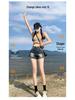 Women's Retro Distressed High-Waisted Denim Shorts - American Ins Style, Stretchy A-Line Bodycon Hot Pants