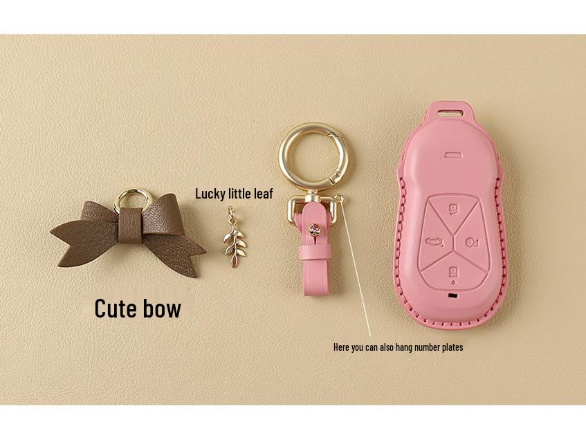 Women's Genuine Leather Bow Key Case for Xiaopeng P7 G9/G3i/P5 2022