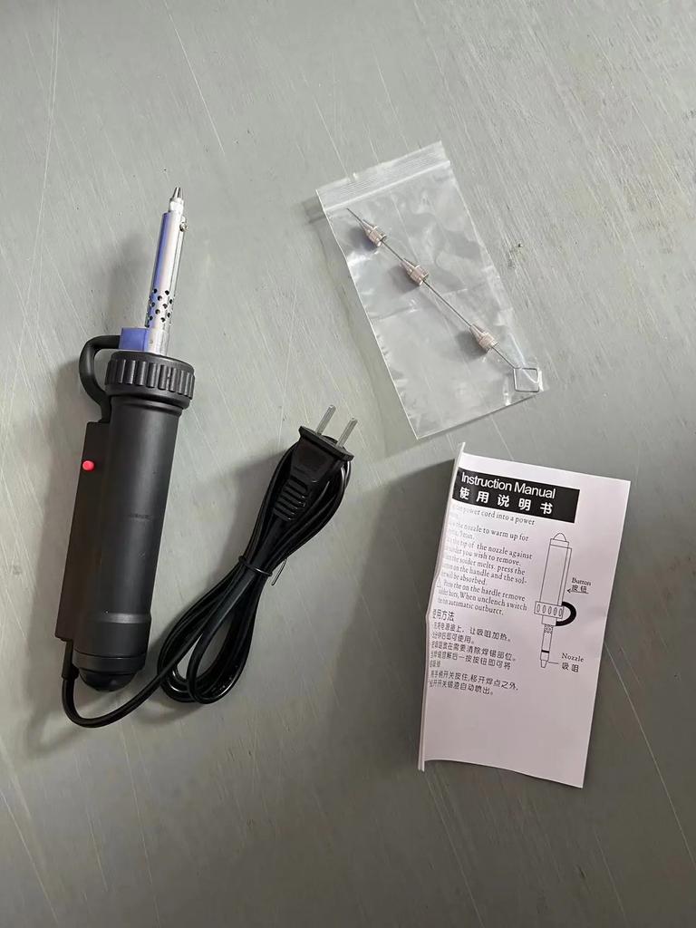 1pc EU plug electric vacuum electric dual-use tin suction gun with 3 suction nozzles for maintenance and disassembly of tin tool