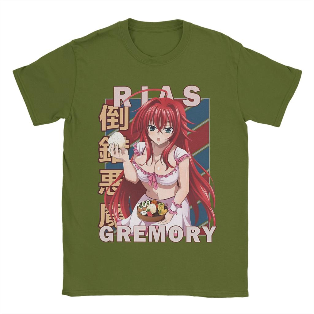 Rias Gremory Vintage High School DxD T-Shirt 100% Baumwolle Kleidung Neuheit Kurzarm Rundhals T-Shirts Geschenkidee T-Shirts