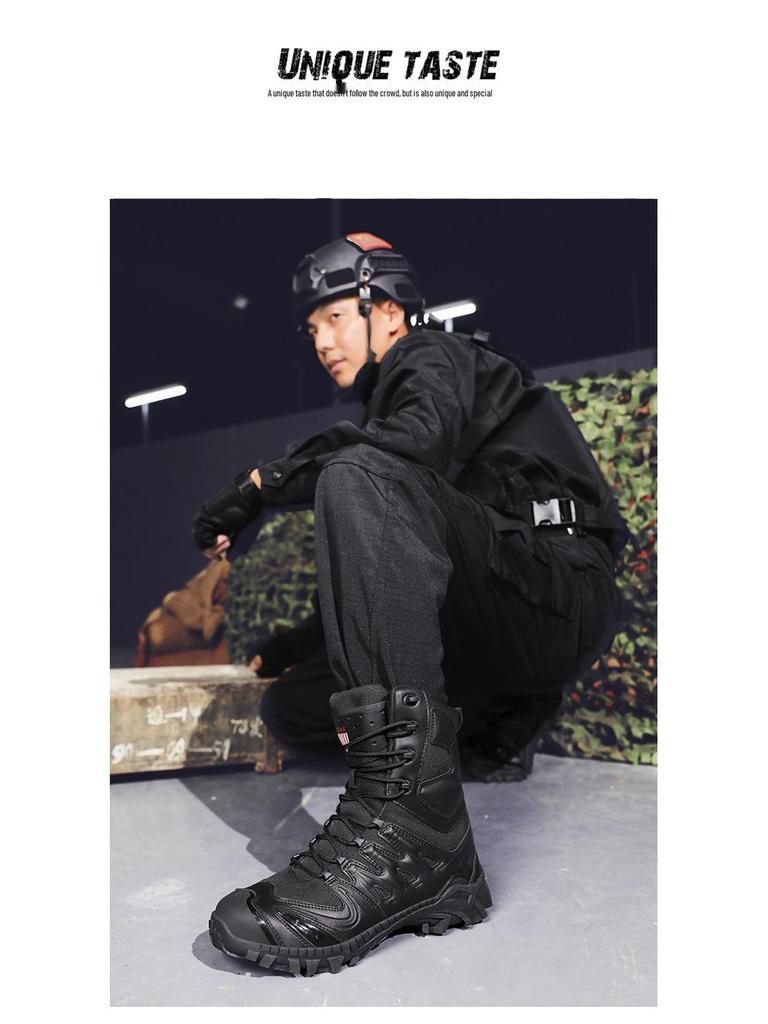 Men's Plus Size High-Top Tactical Combat Boots - Non-Slip Desert Outdoor Footwear