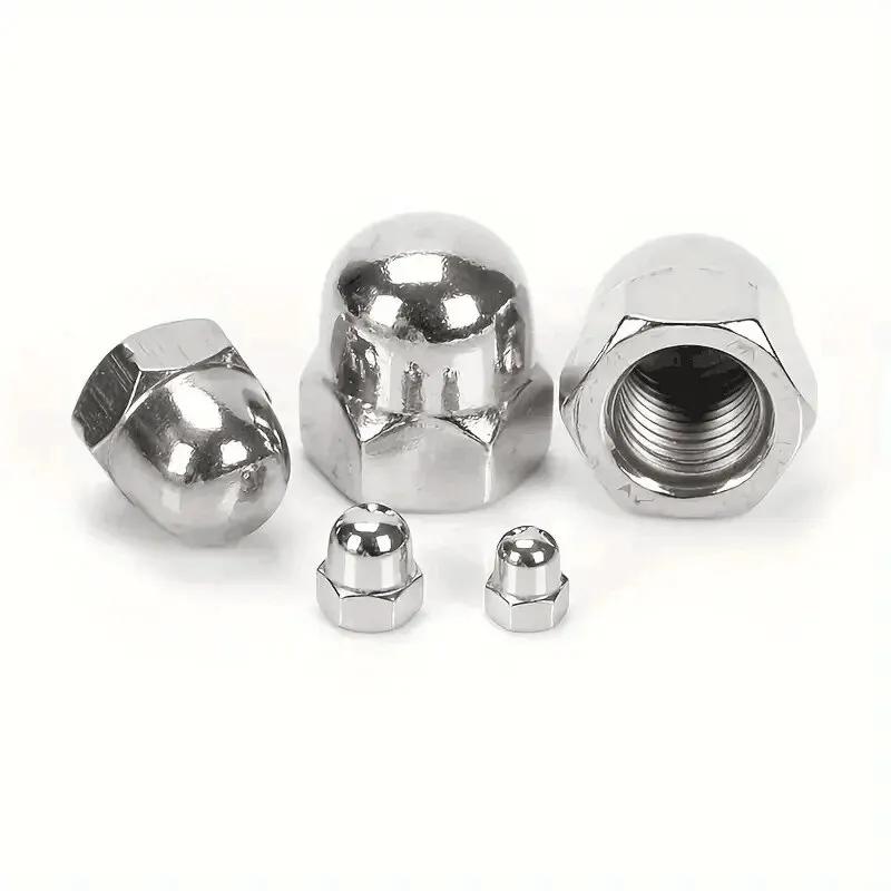 48Pcs Outer Hexagonal Round Head Nuts,304Stainless Steel Acorn Cap Nuts, Suitable For Automotive Tire Installation