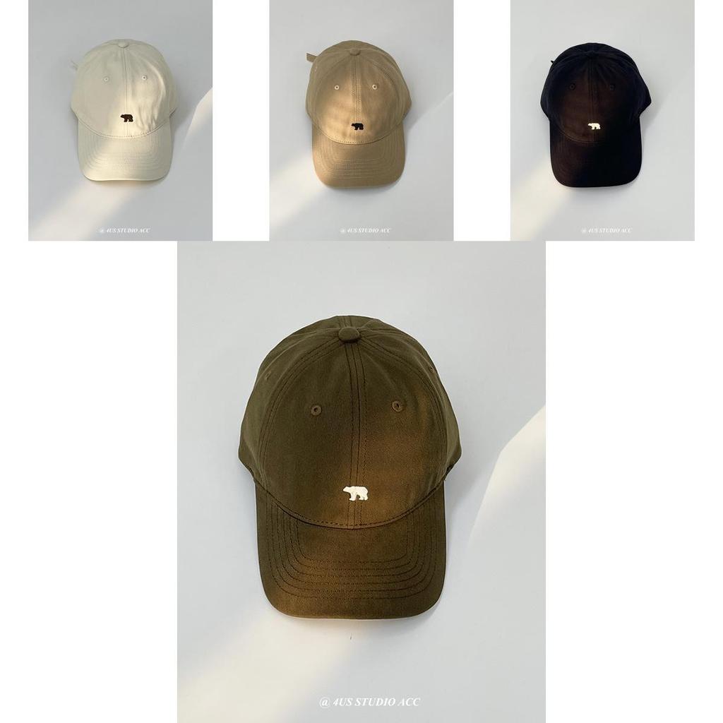 Vintage American Style Soft Top Black Baseball Cap With Cute Bear Embroidery For All Seasons