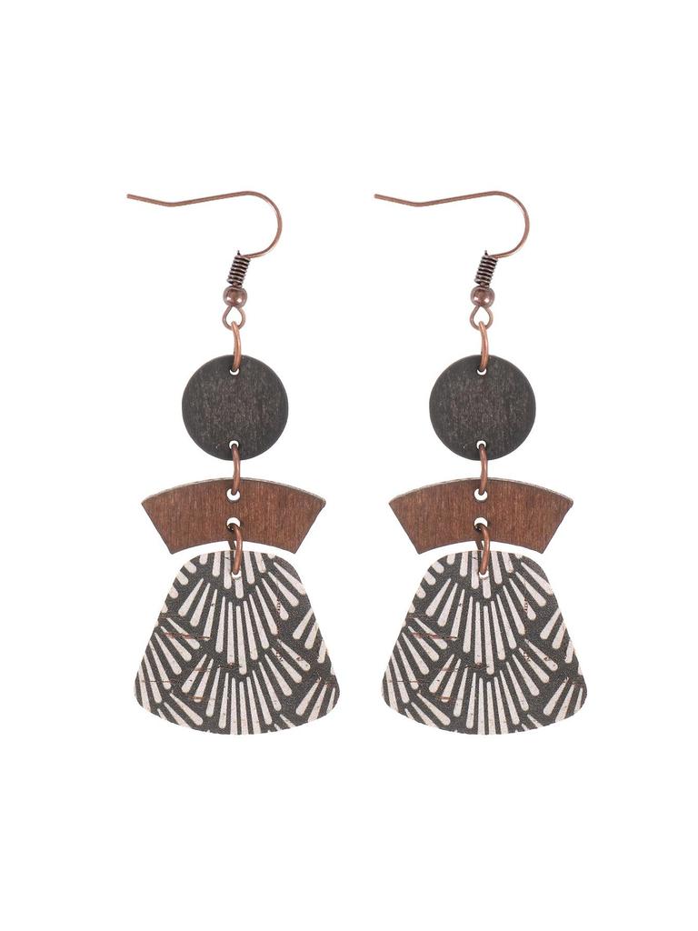 Bohemian Multi-layer Patchwork Geometric Cork Earrings