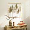 Cadre en Métal avec Motif Feuille, Décoration Murale, Style Moderne, Couleur Dorée
