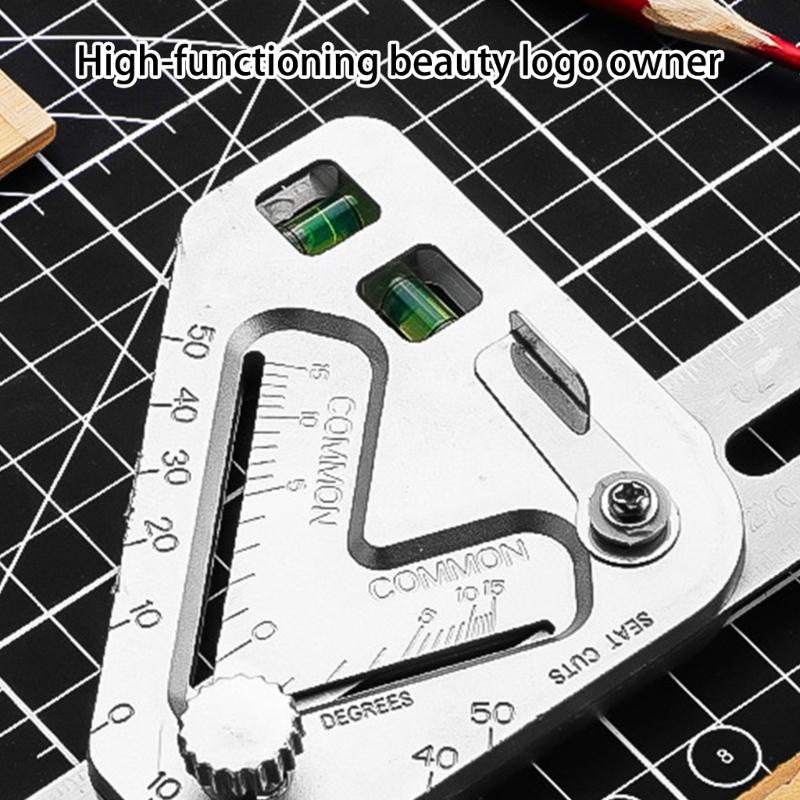 Stainless Carpenter Square Angles Ruler With Angles Measurement Level Detection And Line Marking For Construction