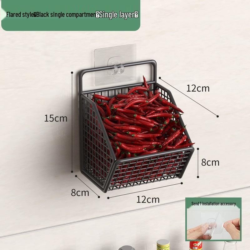 Wall-Mounted Spice Rack & Vegetables Basket with Onion, Ginger, Garlic Storage