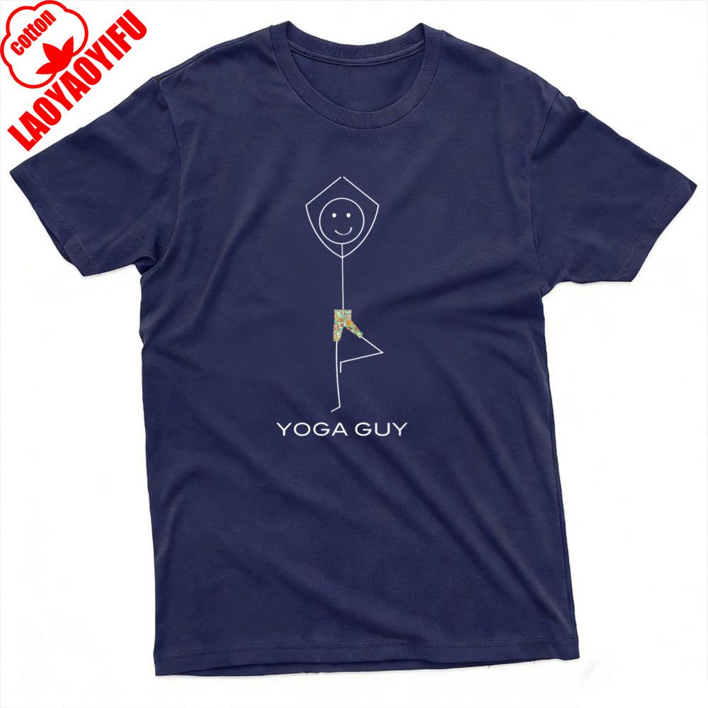 Yoga Guy Stick Figure Design Summer Men TShirt Casual Funny Graphic Tee for Yoga Enthusiasts Gift Graphic Clothes