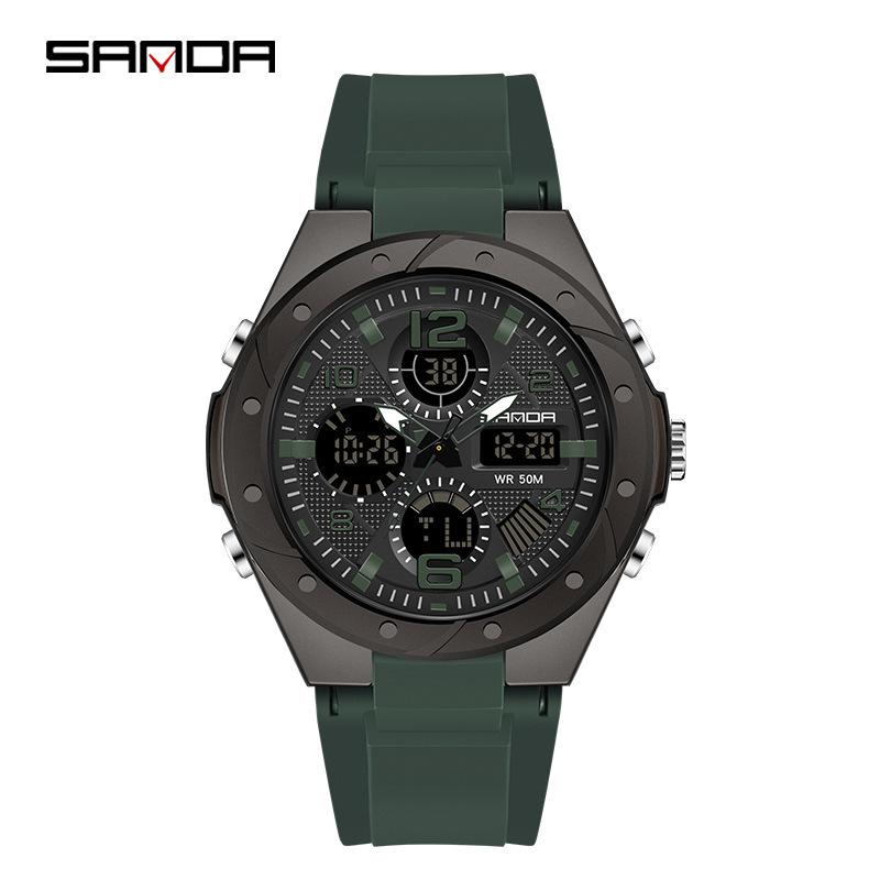 Sanda Watch New Lighting Male School Fashion Trend Digital Electronic Watch Multifunctional Waterproof And Shockproof Men'S Watch