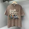 Please Pay Attention To American Retro Cartoon Male Tshirt Oversized Loose T Shirts Cotton T Shirts Hip Hop Breathable T-Shirts