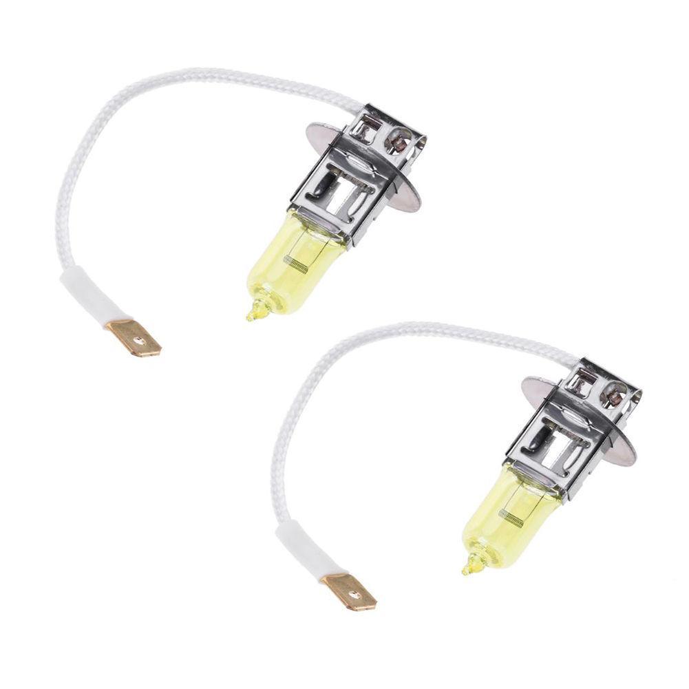 2Pcs H3 12V 55W 3000K Halogen Bulb Super Bright Yellow Fog Lights High Power Car Headlight Lamp Car Light Source Car Styling