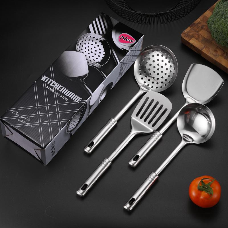 Stainless Steel Cookware Set: 1mm Thick, Includes Spatula, Frying Pan, Ladle, Nine Beads Design, Custom Logo Optional