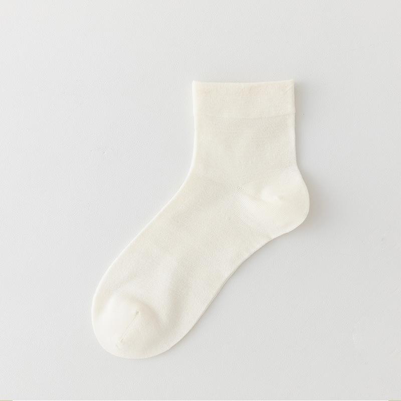

Женские летние тонкие однотонные дышащие повседневные носки-подследники 1 pair молочный белый