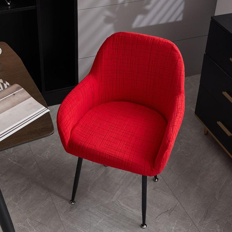 Водонепроницаемый изогнутый современный минималистичный жаккардовый чехол на цельный обеденный стул с нескользящим покрытием, 2025 красный