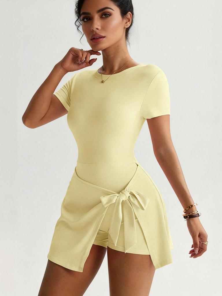 Yiwu Yoga One-Piece Short Skirt Tight And Beautiful Back Fake Two-Piece Outdoor Fitness Anti-Light Sports Tennis Skirt