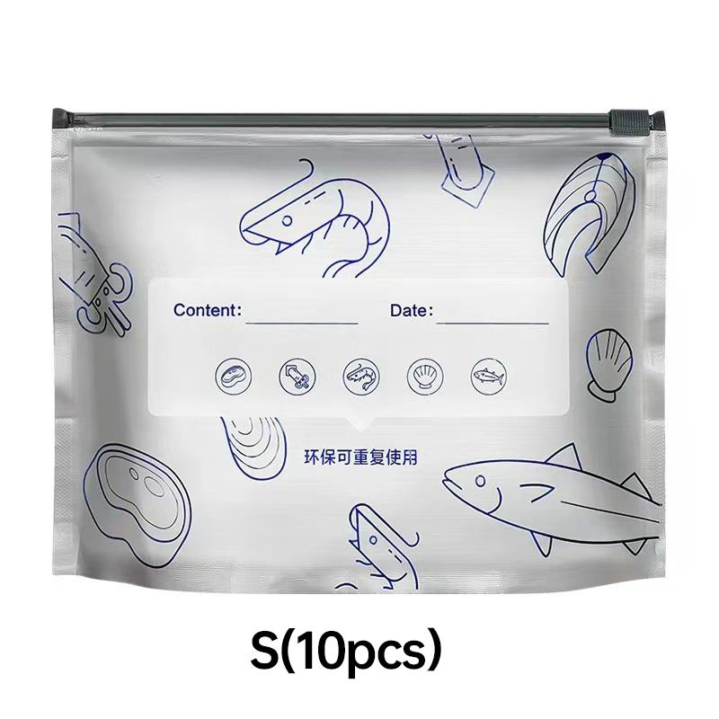 

10Pcs/bag Large Capacity Aluminum Foil Food Bag Leakproof Freezer Safe Kitchen Fresh Bag Fresh-Keeping Reusable Zip Lock Bag New