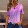 Women's T Shirt Tee Print Button Short Sleeve Daily Weekend Fashion Basic V, Neck Regular Top