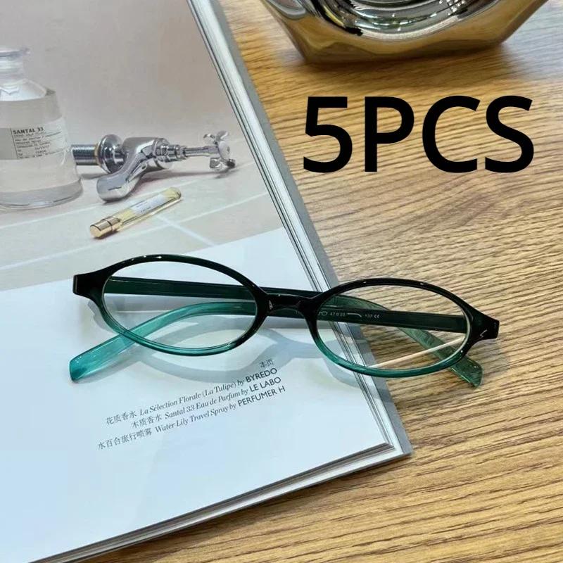 10Pairs Vintage Small Oval Glasses Girls Y2K Style Red Green Frame Glass Eyewear Decorative Outdoor Anti-blue Eyeglasses Gifts