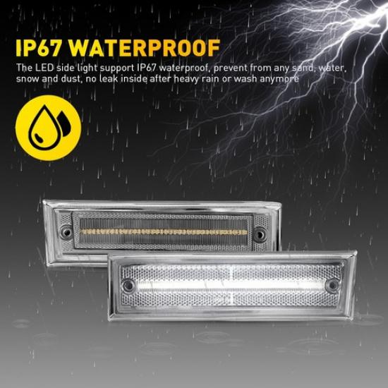 Clear Lens Front LED Side Marker Light White For Chevrolet K5 Blazer 1981-1991 T