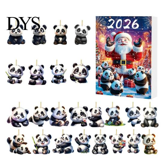 Collectible Panda Box Set Advent Calendars 2026, 2D Acrylic Cute Hanging Ornaments for Animal Xmas Tree, 24 Days Christmas Countdown Calendar,