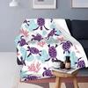 Sea Turtle Print Blanket Soft Lightweight Ocean Animal Flannel Blanket for Adult Kids Couch Bed Sofa Throw Blanket King Queen