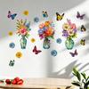 3 Pcs Painted Vase and Butterflies Wall Stickers, Removable Self-Adhesive Flower Vase Wall Decor Wall Art, Waterproof Decals for Bedroom