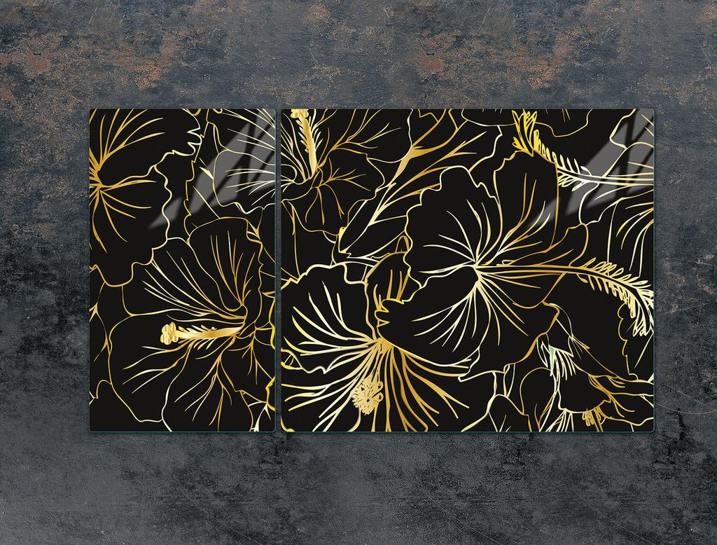 GLAS-KOCHFELDSCHUTZPLATTE 90x52 BLUMEN