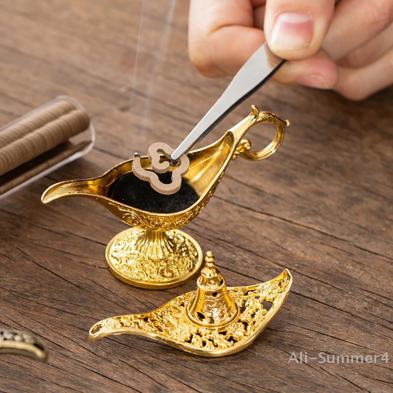 Hollow Legend Aladdin Magic Genie Lamps Incense Burners Retro Wishing Oil Lamp Home Decor Gift