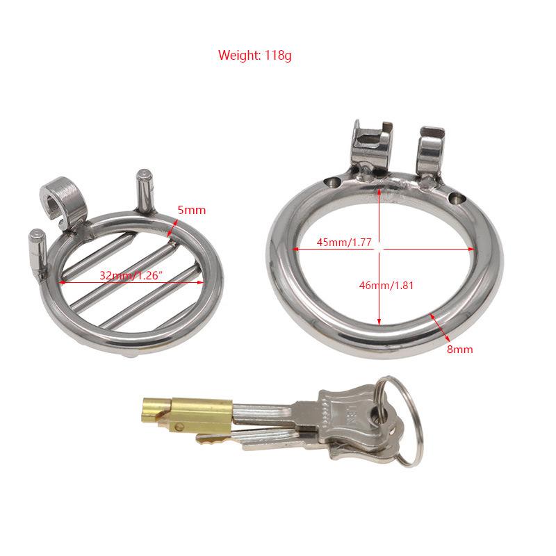 Stainless Steel Flat Chastity Lock Short Mesh Penis Cage Bird Cage Adult Bondage Alternative Toys Men's Outing