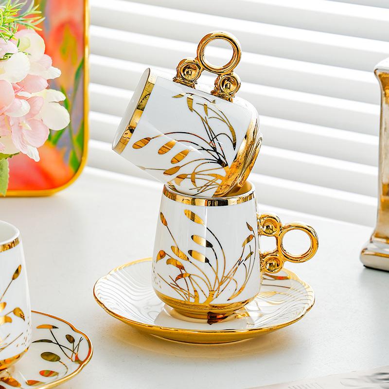 Ceramic Coffee Cup Set European Simple Phnom Penh Cup and Saucer Afternoon Tea Middle East Turkish Cup