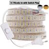 276Led/m Three Row LED Strip Light 220V 2835 Flexible LED Tape Waterproof Ribbon with EU Switch Plug for Home Holiday Decoration
