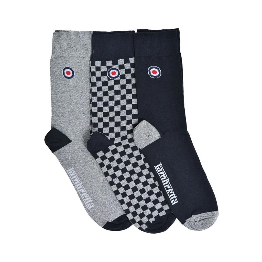 LAMBRETTA Men's Checked Socks (Pack of 3)
