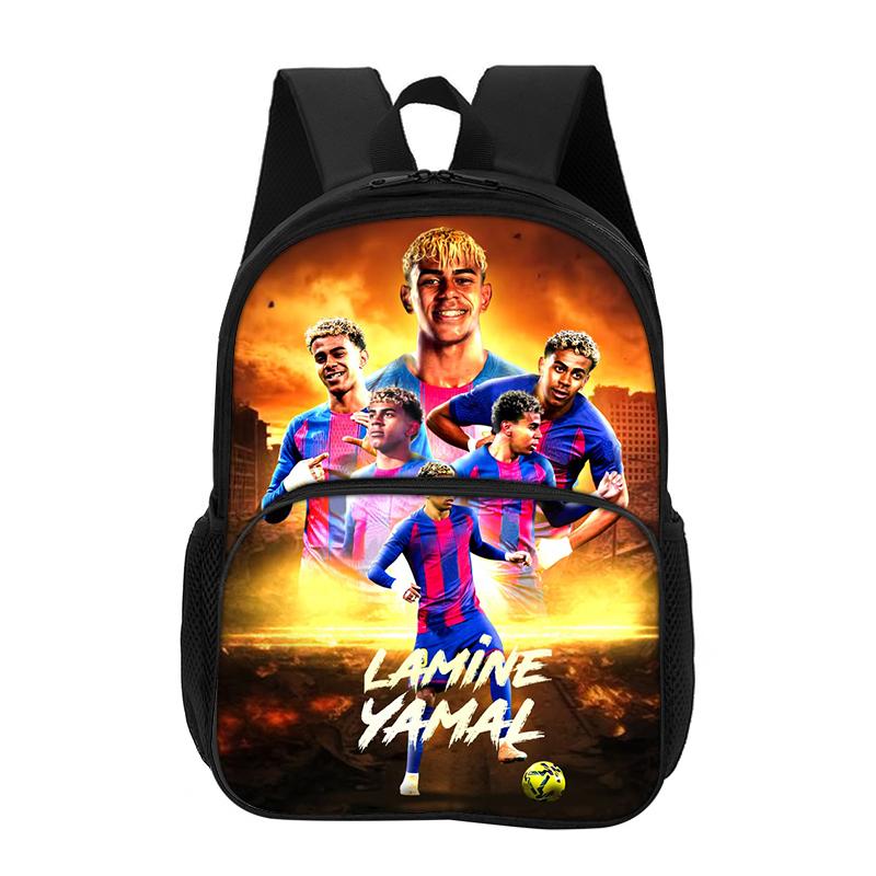Travel Large Capacity Knapsack L-Lamin Yamal Students Kids Football Star School Bag with Front Pocket Backpack Sports Bookbag