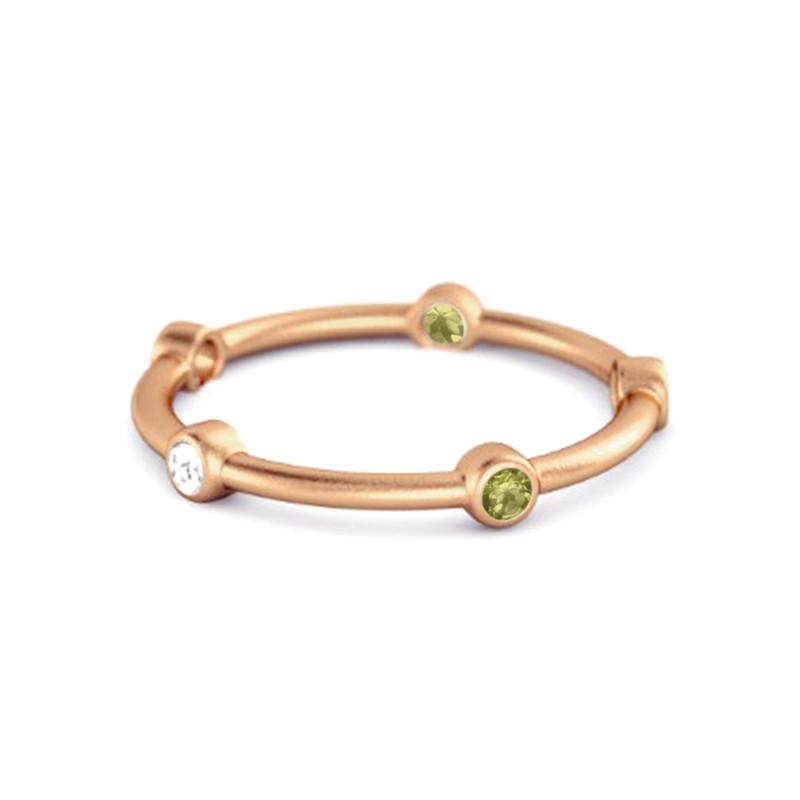 Peridot Bezel-Set Stacking Band Ring - Sterling Silver Rose Gold Vermeil