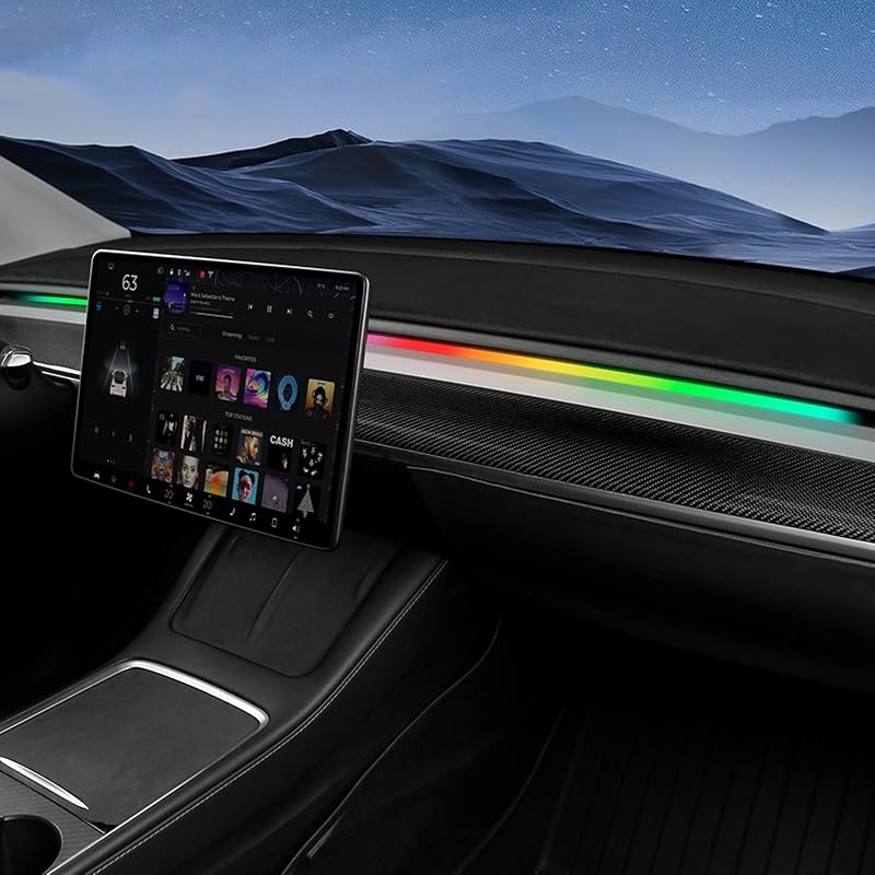 

LED Car Ambient Lighting Strip For Tesla High Brightness With APP Control Multiple Colors And Car LED Strip Lighting Neon Lights For Model 3/Y Dashboard
