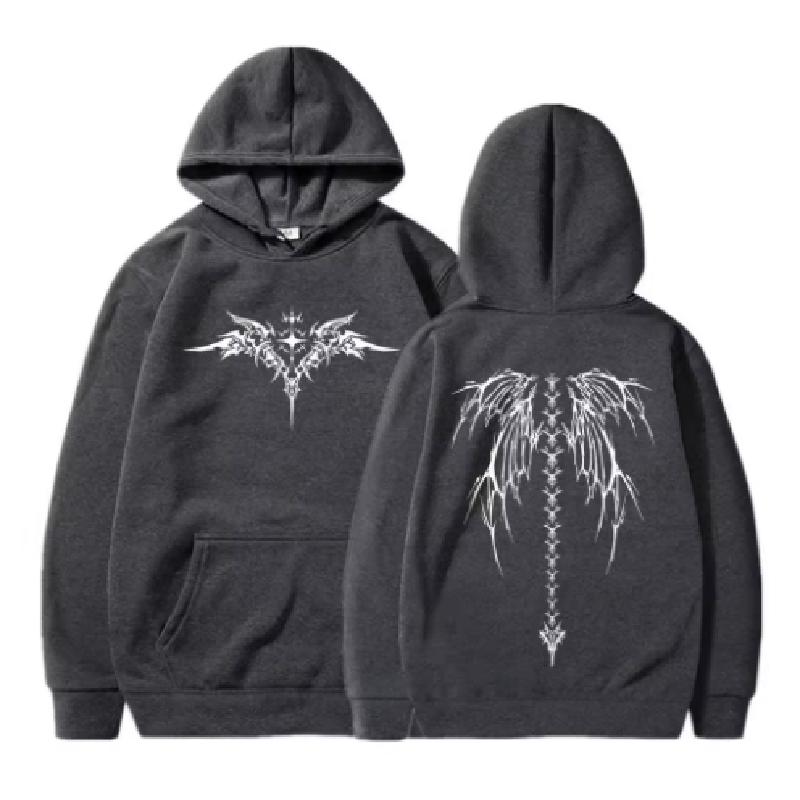 2025 popular wing print hoodie men's long sleeved fashionable sportswear unisex fashionable new street clothing casual