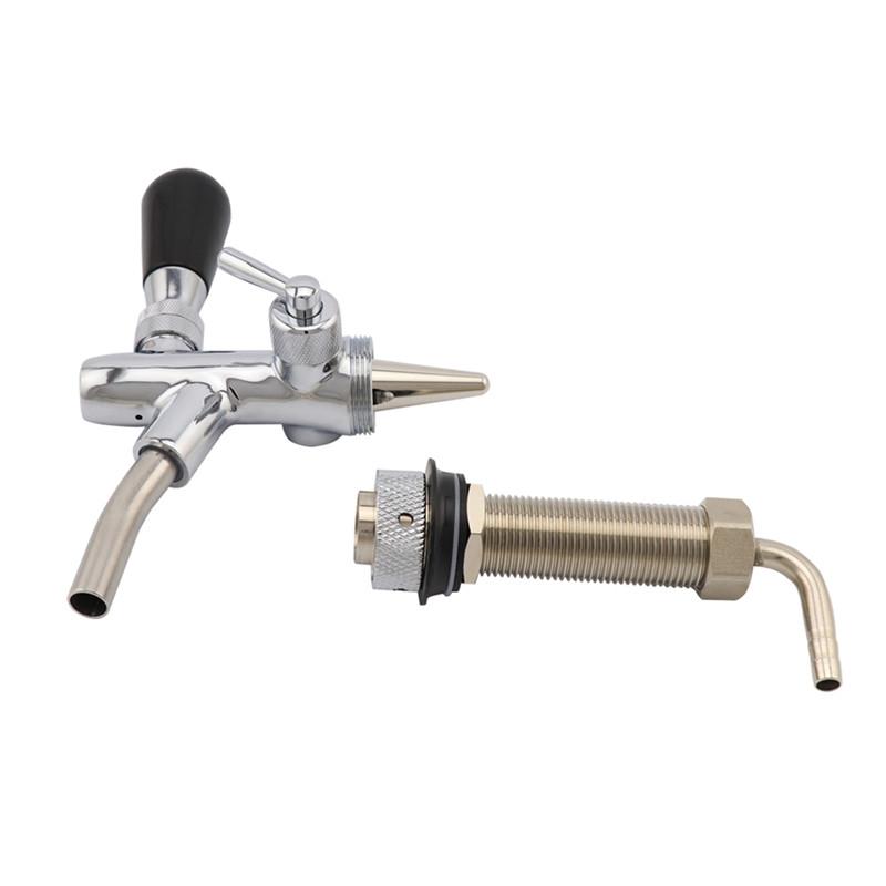 Rubinetto per Birra Regolabile con Stelo da 4 pollici Cromato Controllo del Flusso Rubinetto per Birra Homebrew Kegerator Rubinetto per Birra alla Spina