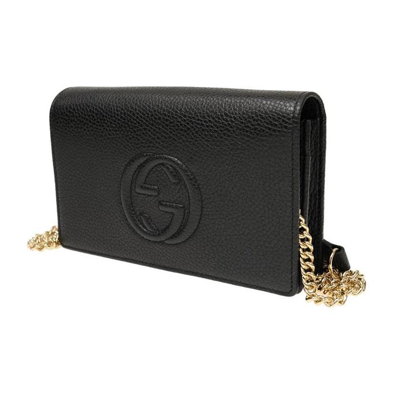 Gucci [Versatile Classic Recommendation] Soho Embossed Logo Chain Leather Wallet Shoulder Crossbody Bag Women's Black