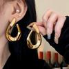 Exaggerated Metal Glossy Irregular Distorted Geometric Large Earrings for Women Fashion Personality Party Vintage Zircon Gifts