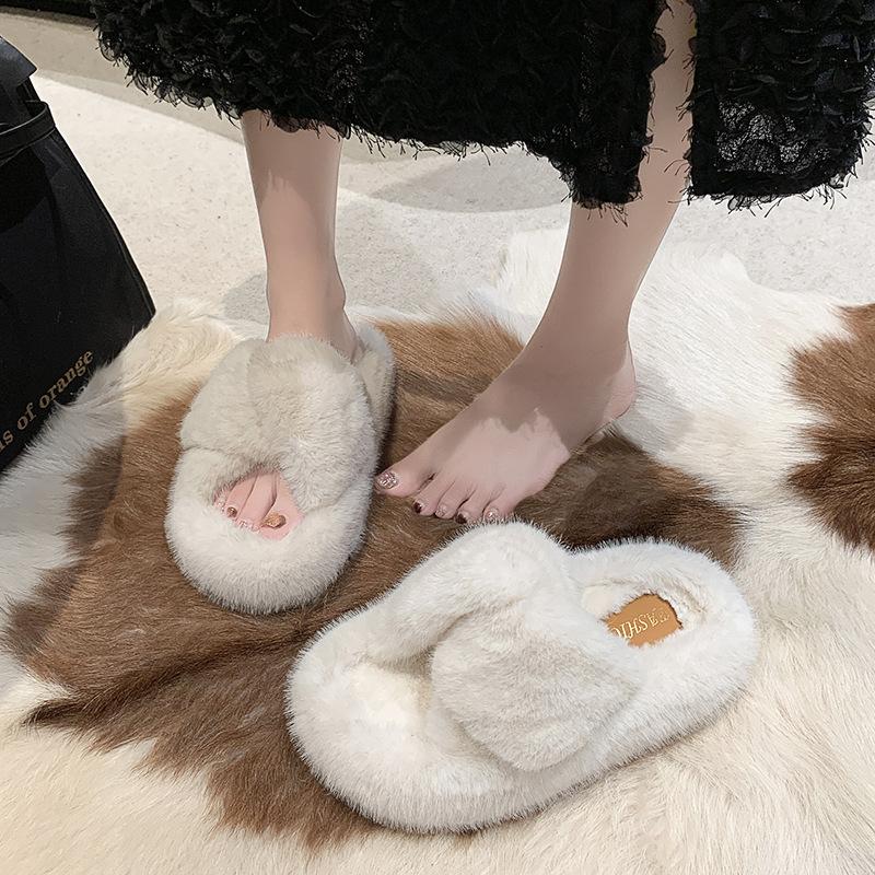 Internet celebrity Mao Mao slippers women's autumn and winter 2025 new outer wear fashionable versatile thick bottom comfortable cross cotton drag