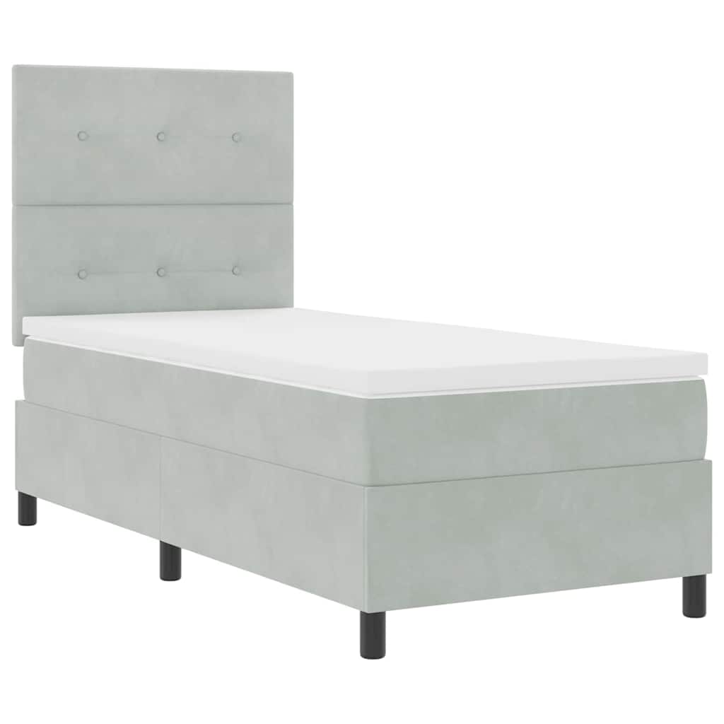 Box Spring Bed with Mattress Light Gray 80 x 200 cm Velvet